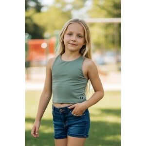 Under Armour Girls Fitted Racerback Tank Top Green YLG